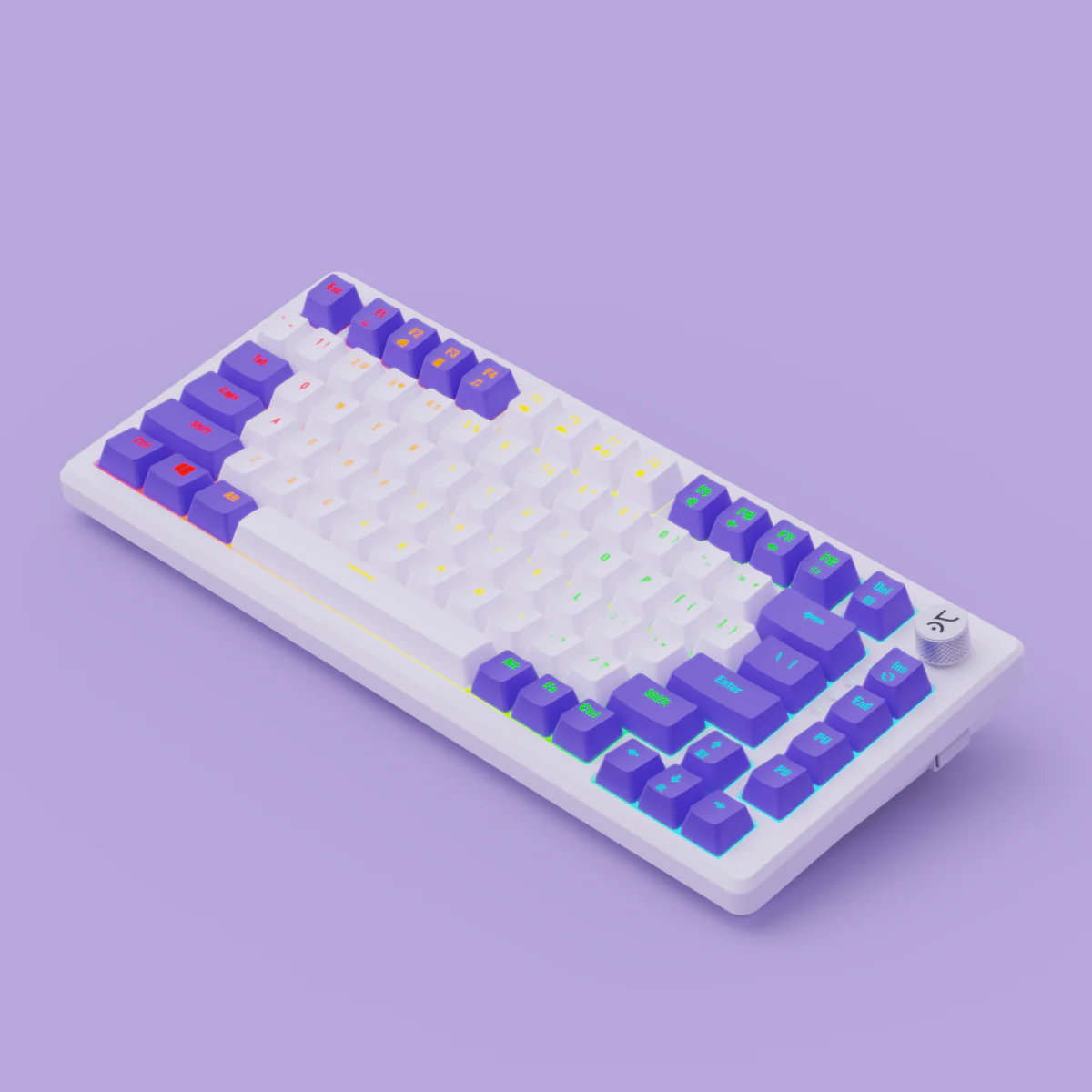 Hive75 White-Purple Wired Gaming Keyboard - Image 3
