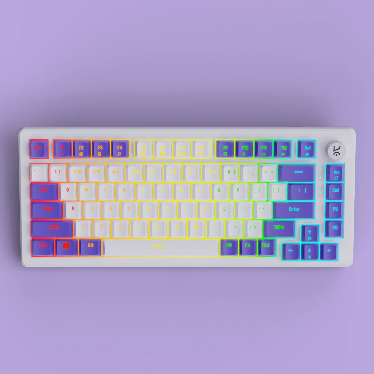 Hive75 White-Purple Wired Gaming Keyboard - Image 4