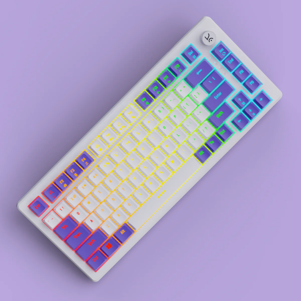 Hive75 White-Purple Wired Gaming Keyboard - Image 5