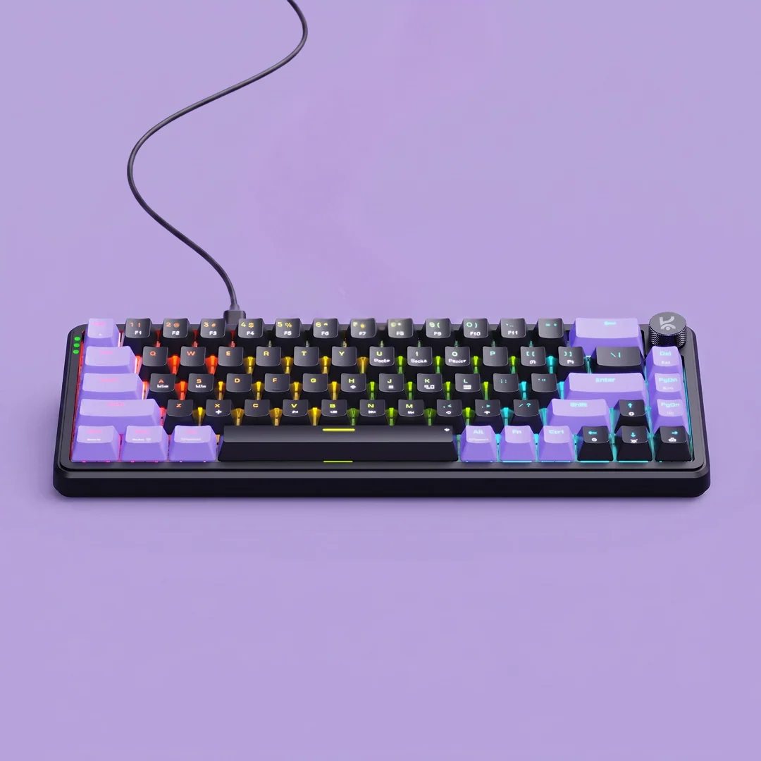 Hive65 Black Purple Wired Mechanical Gaming Keyboard - Image 3