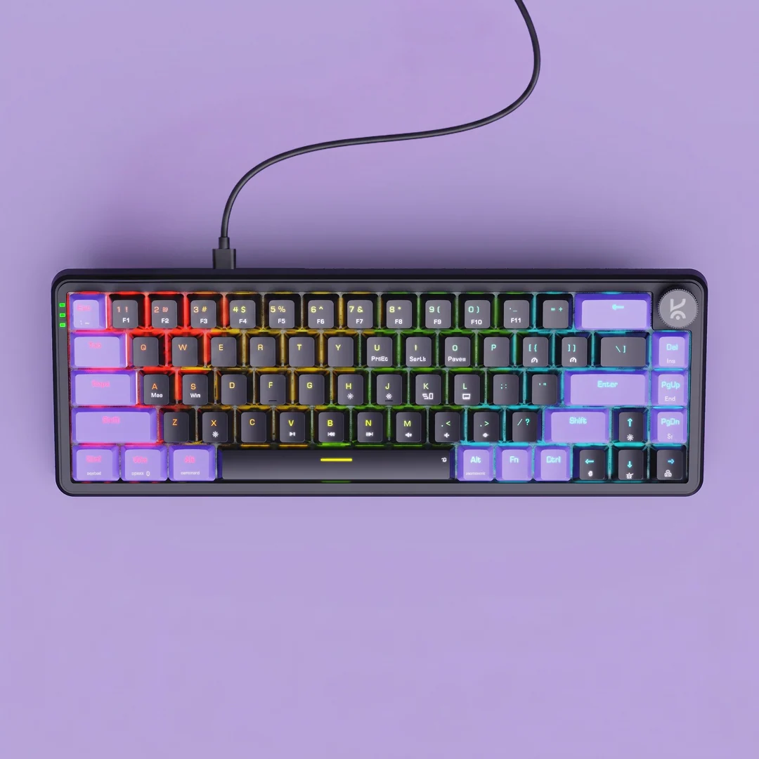 Hive65 Black Purple Wired Mechanical Gaming Keyboard - Image 4