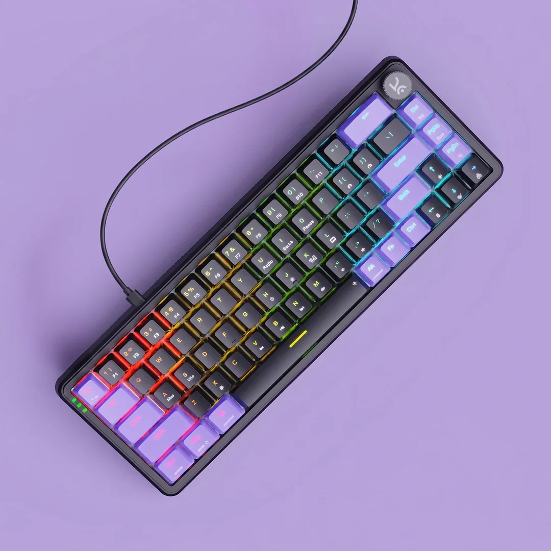 Hive65 Black Purple Wired Mechanical Gaming Keyboard - Image 5