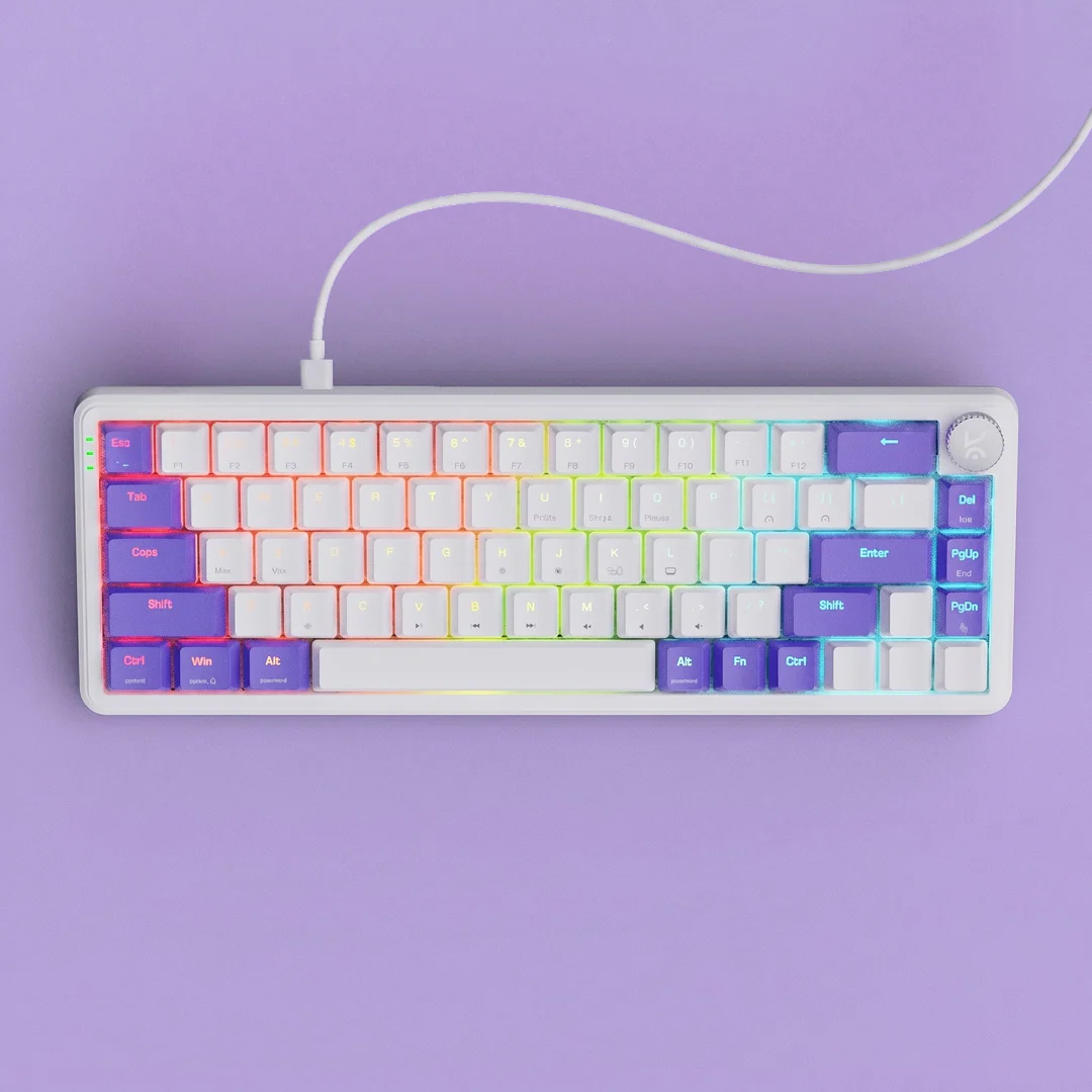 Hive65 White Purple Wired Mechanical Gaming Keyboard - Image 4