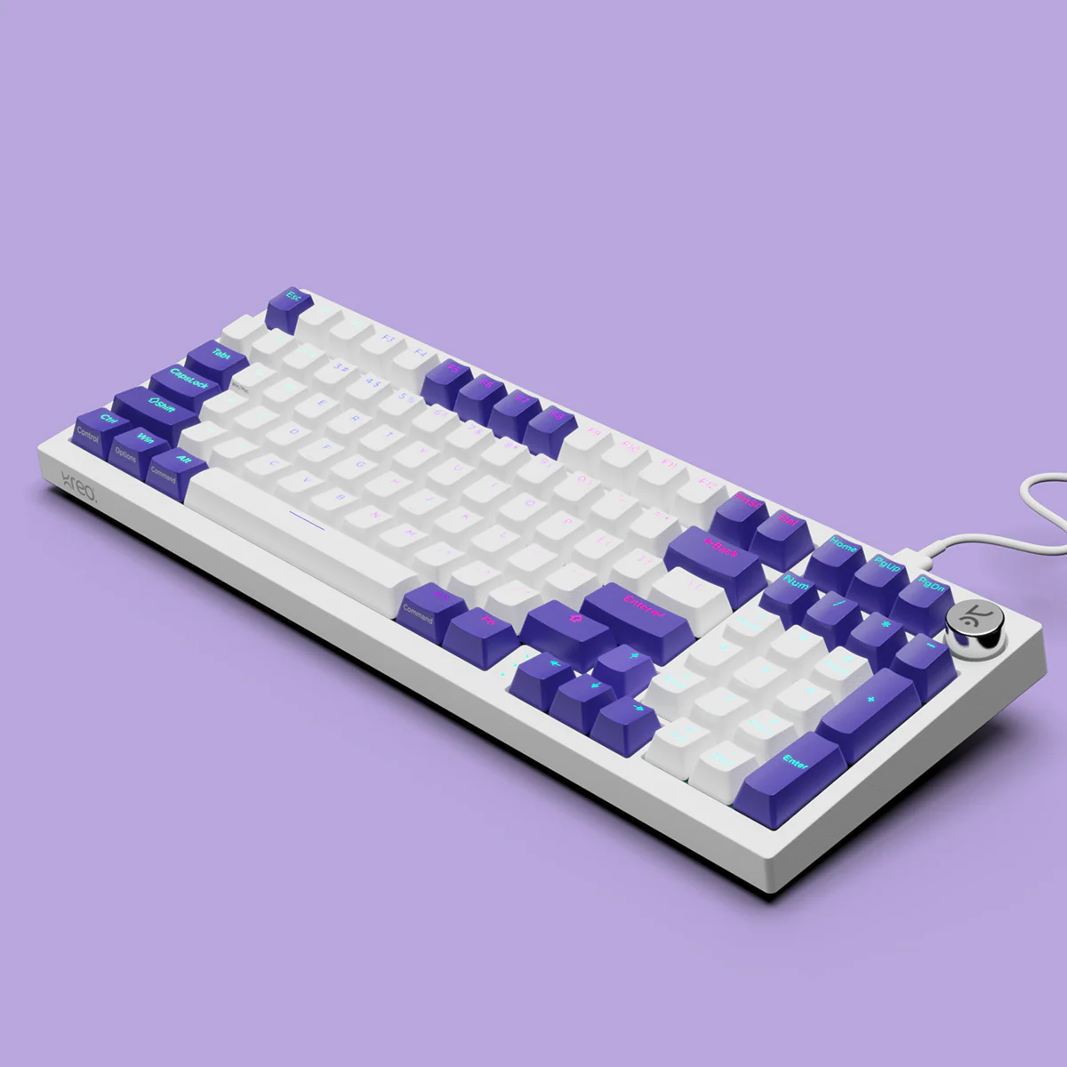 Hive98 V2 White Purple Wired Mechanical Gaming Keyboard - Image 3