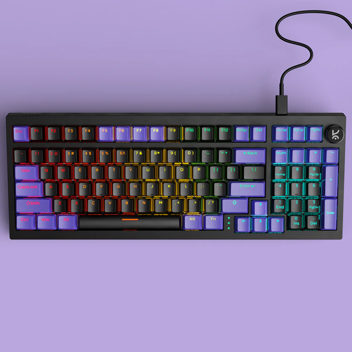 Hive98 V2 Black Purple Wired Mechanical Gaming Keyboard - Image 4